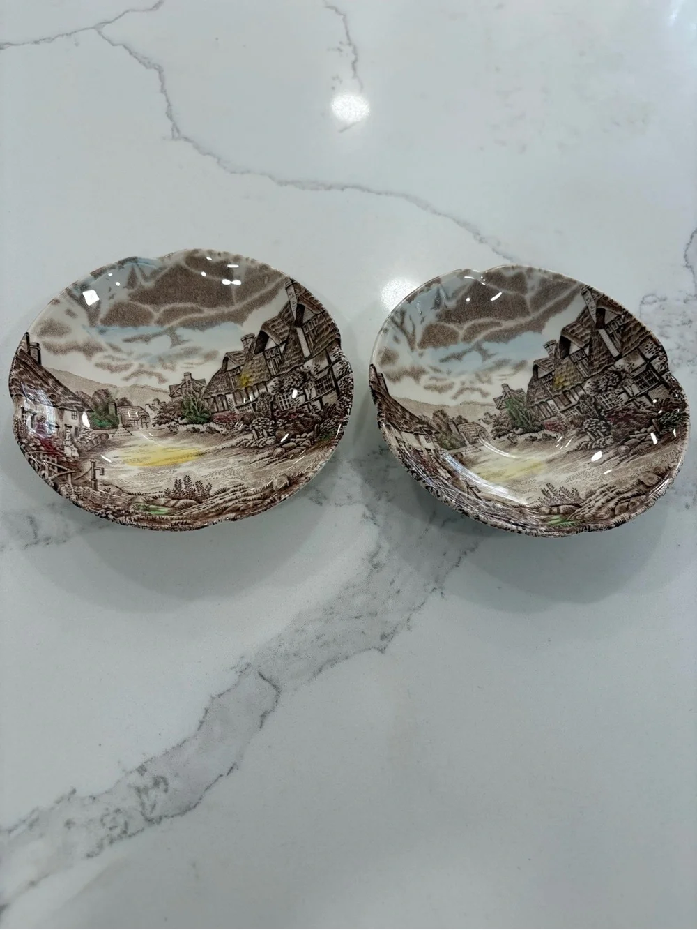 Olde English Countryside Johnson Bros Scenic Toile Print Small Plates Set of 2